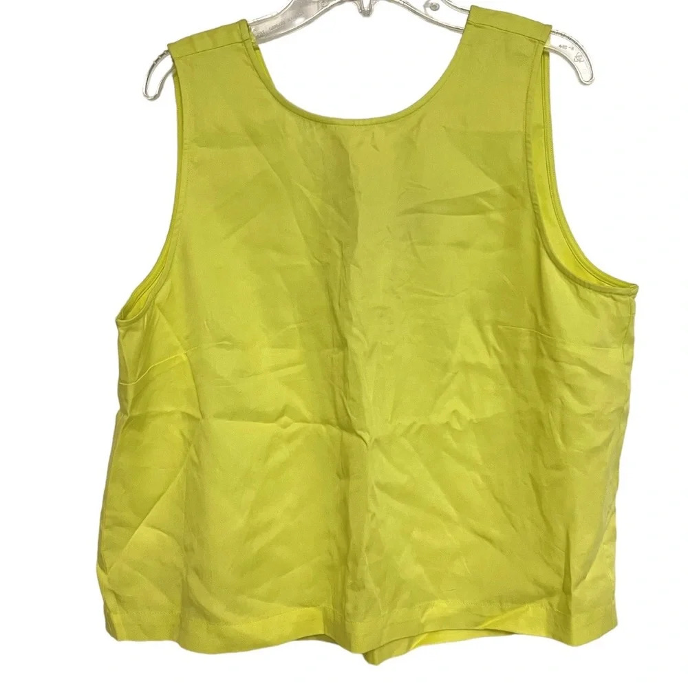 LOFT Sleeveless Vneck Top Blouse Bright Neon Yellow Small - Picture 3 of 8